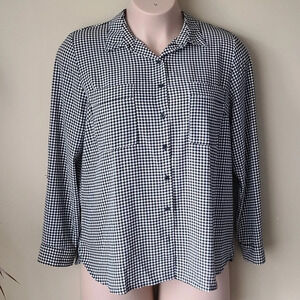 Apt.9 blouse sz.XL Black/White Houndstooth print polyester